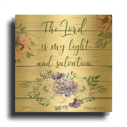 'Garden Florals Bible Verse C' By Jean Plout Gold Metal Wall Art