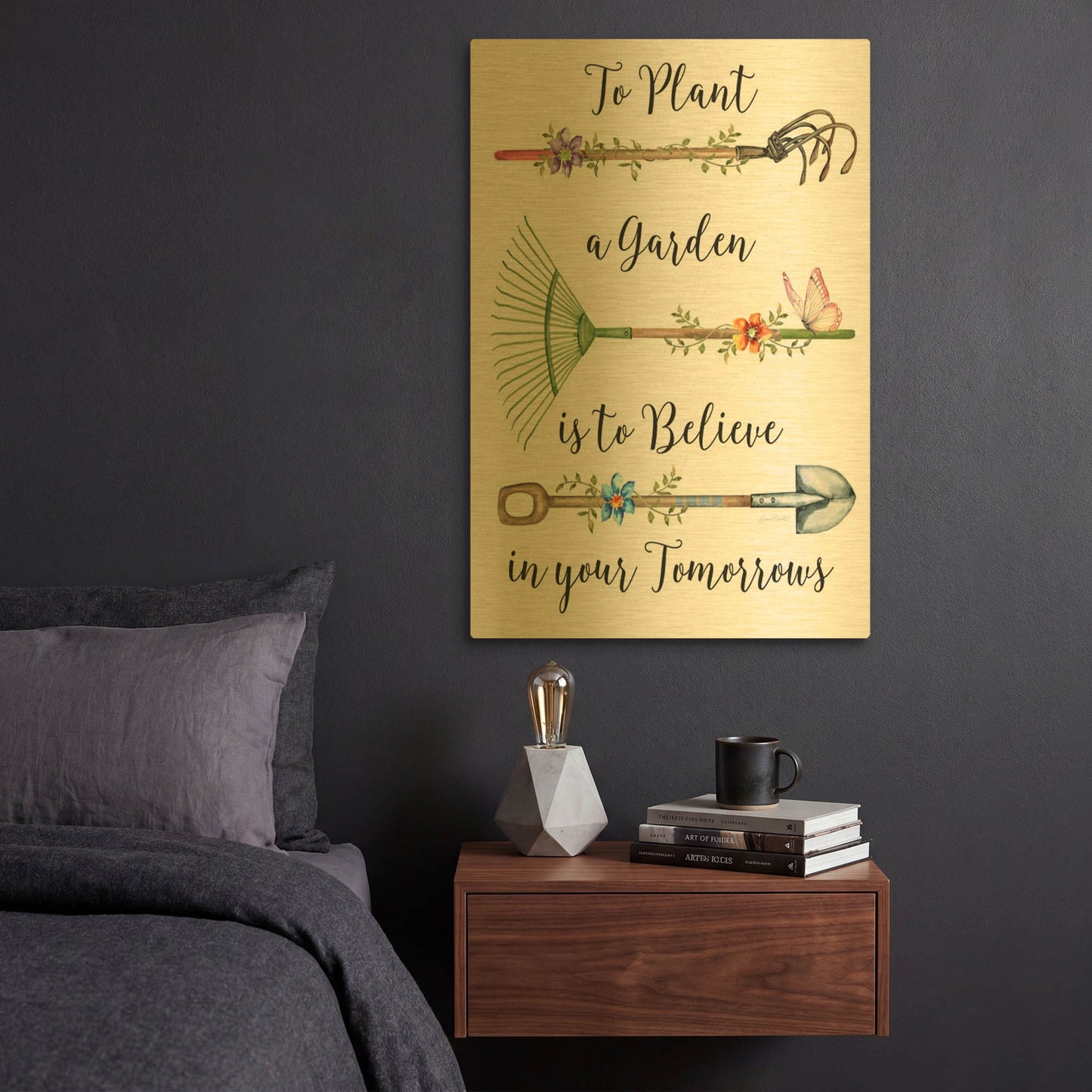 'Garden Inspiration A' By Jean Plout Gold Metal Wall Art