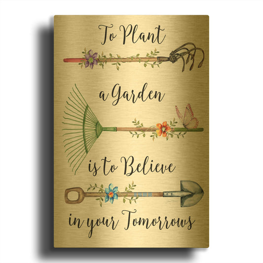 'Garden Inspiration A' By Jean Plout Gold Metal Wall Art