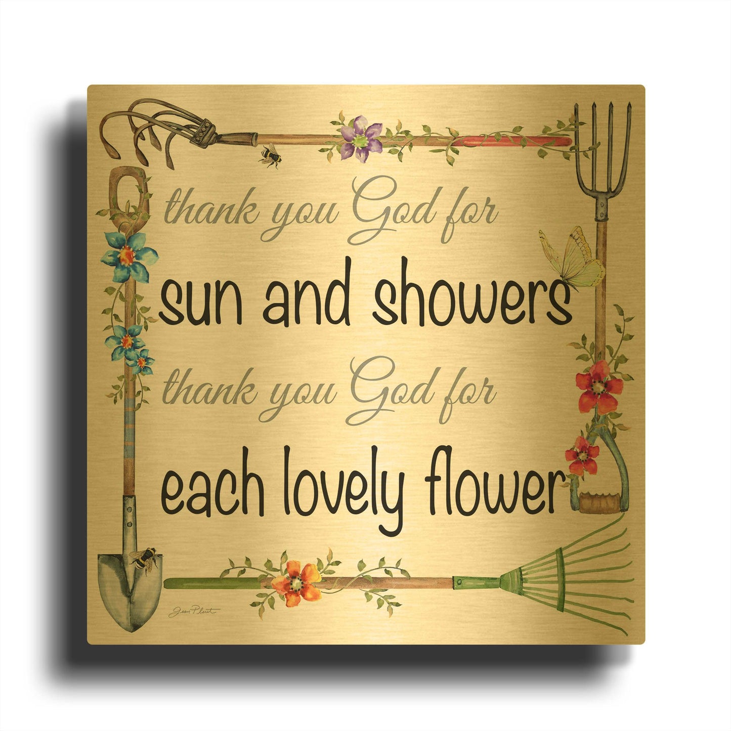 'Garden Inspiration C' By Jean Plout Gold Metal Wall Art