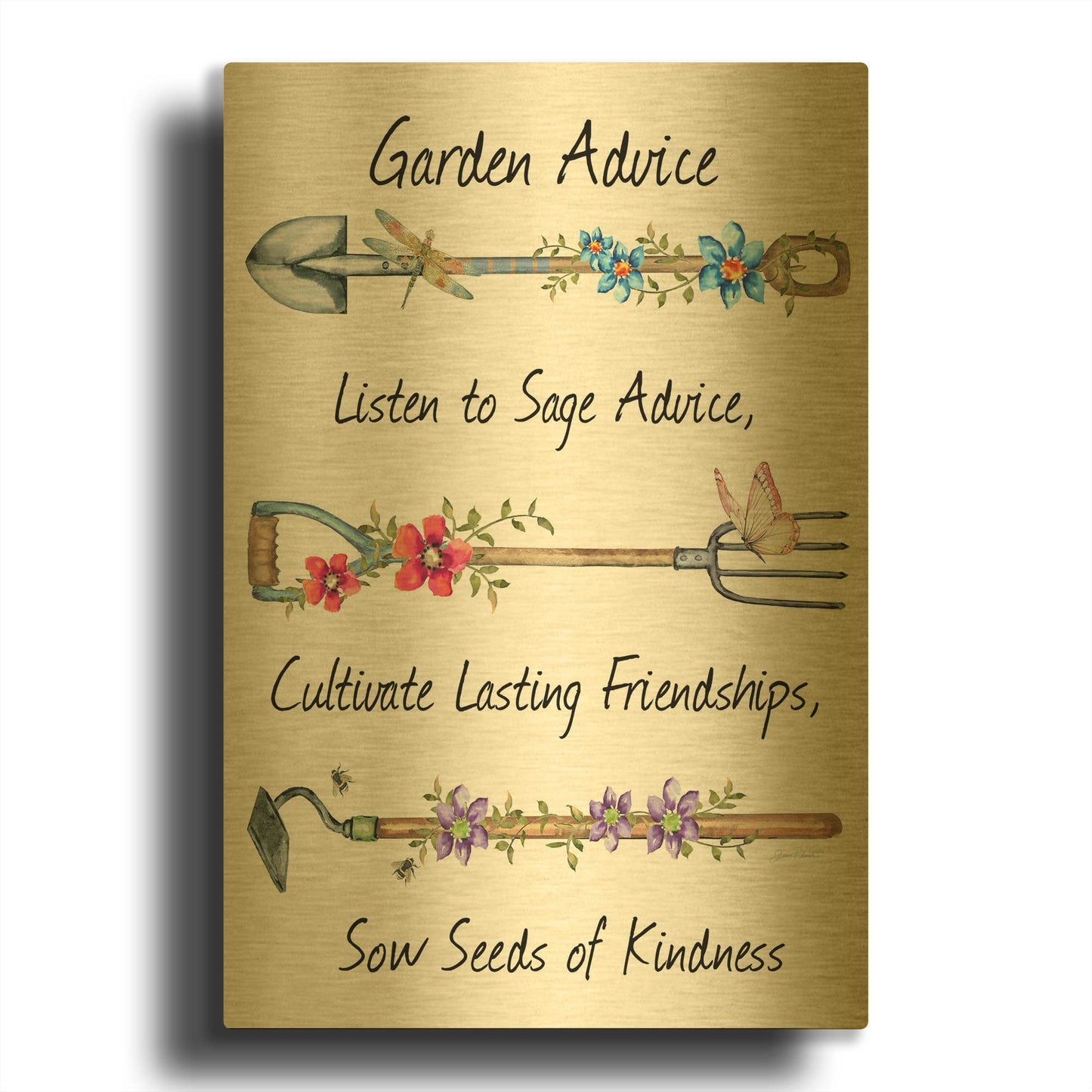 'Garden Inspiration D' By Jean Plout Gold Metal Wall Art