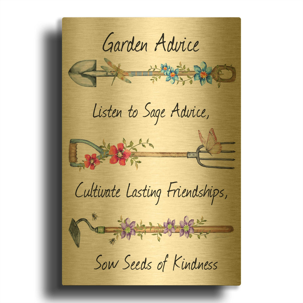'Garden Inspiration D' By Jean Plout Gold Metal Wall Art