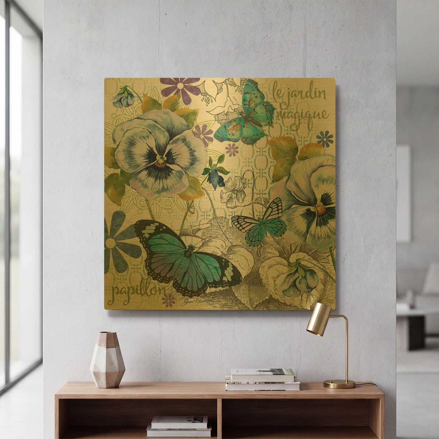 'Garden Magic A' By Jean Plout Gold Metal Wall Art
