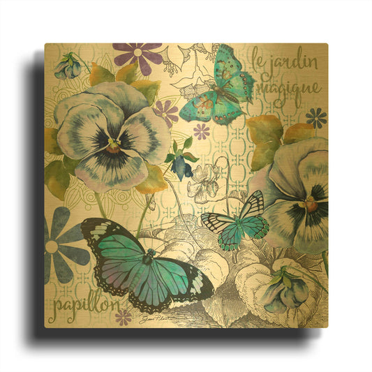 'Garden Magic A' By Jean Plout Gold Metal Wall Art