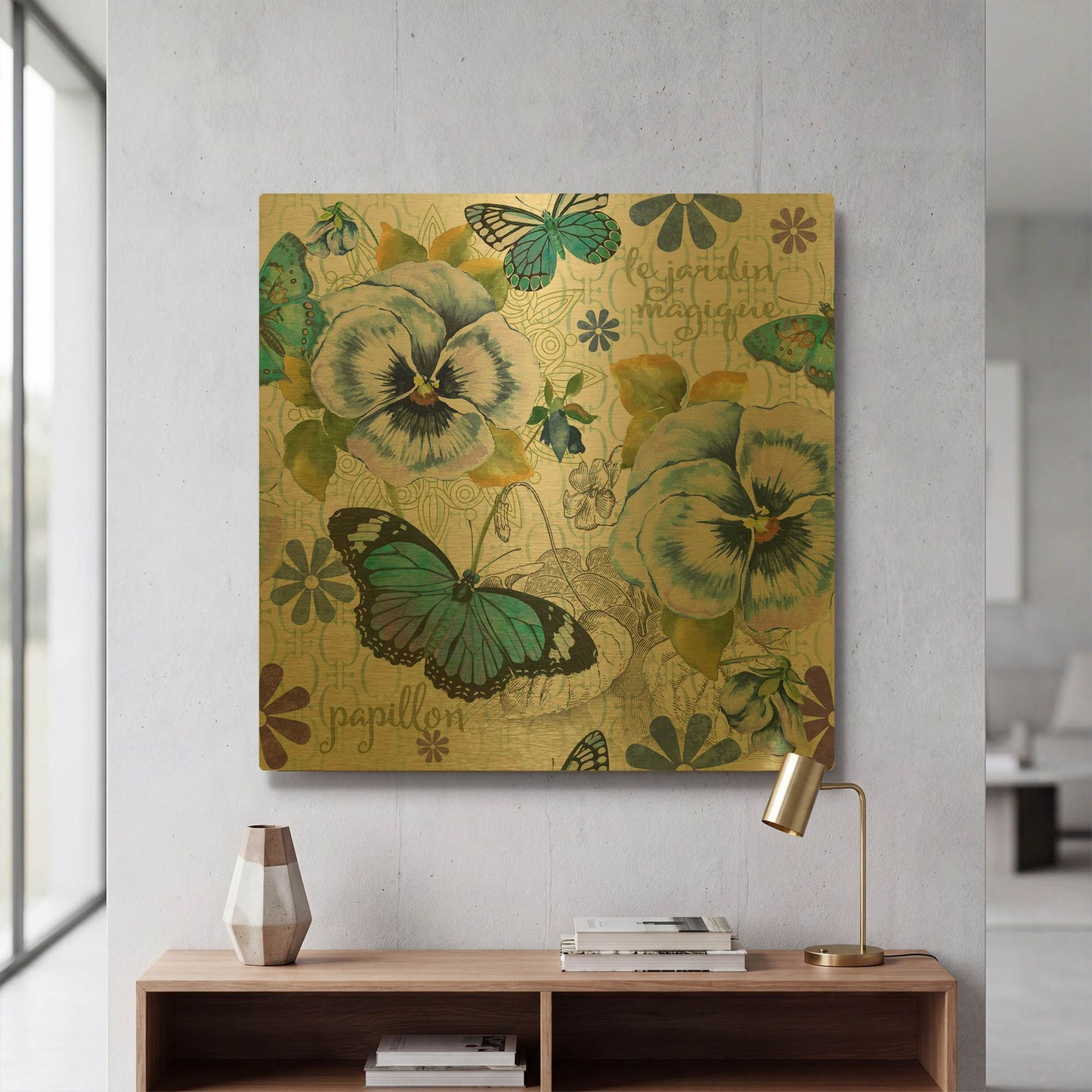 'Garden Magic-E' By Jean Plout Gold Metal Wall Art