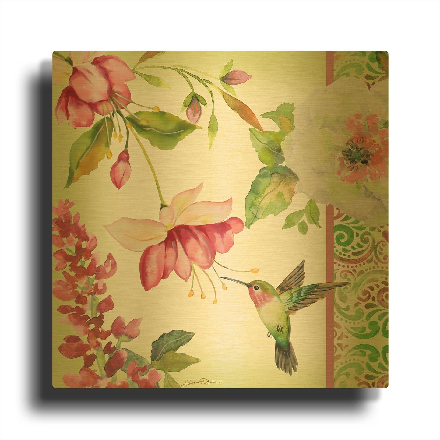 'Garden Party B' By Jean Plout Gold Metal Wall Art
