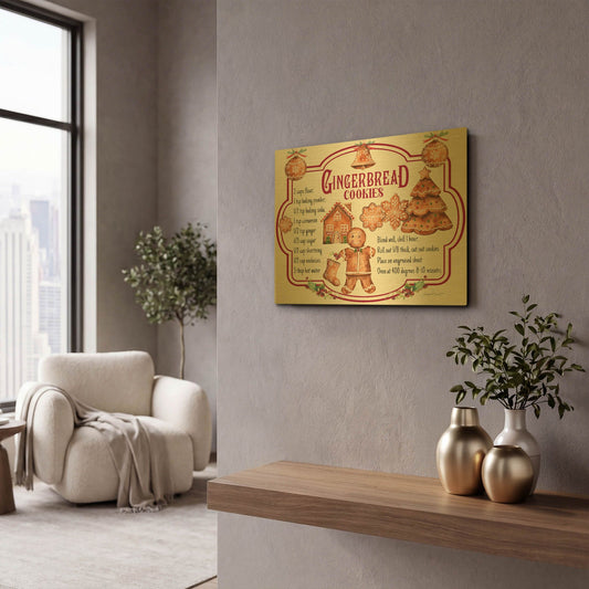 'Gingerbread Recipe' By Jean Plout Gold Metal Wall Art