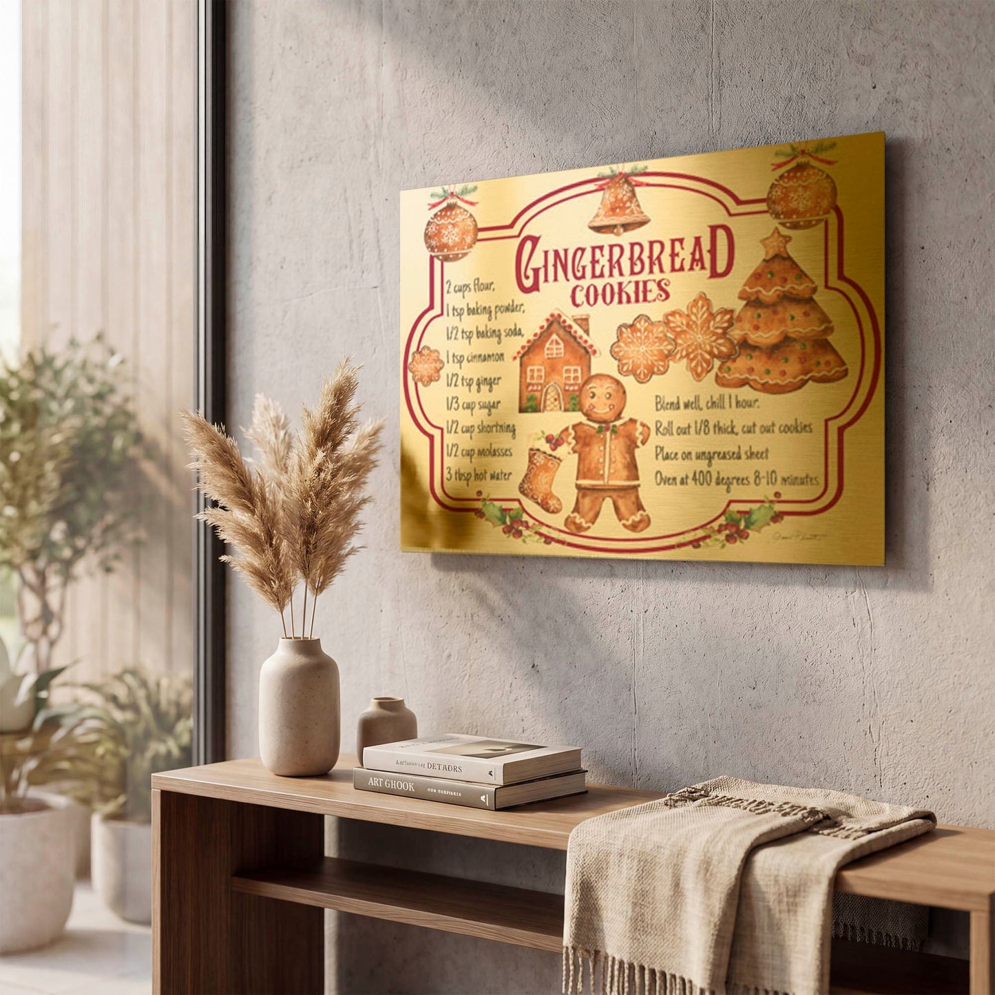 'Gingerbread Recipe' By Jean Plout Gold Metal Wall Art
