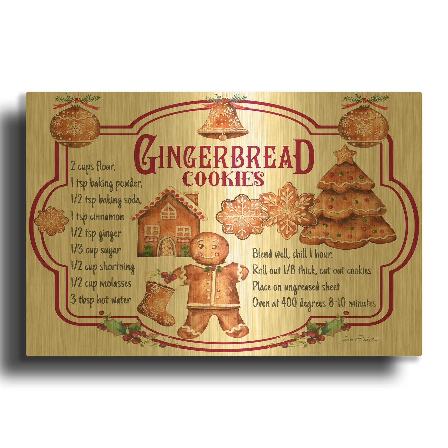 'Gingerbread Recipe' By Jean Plout Gold Metal Wall Art