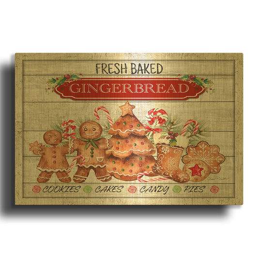 'Gingerbread Sign C1' By Jean Plout Gold Metal Wall Art