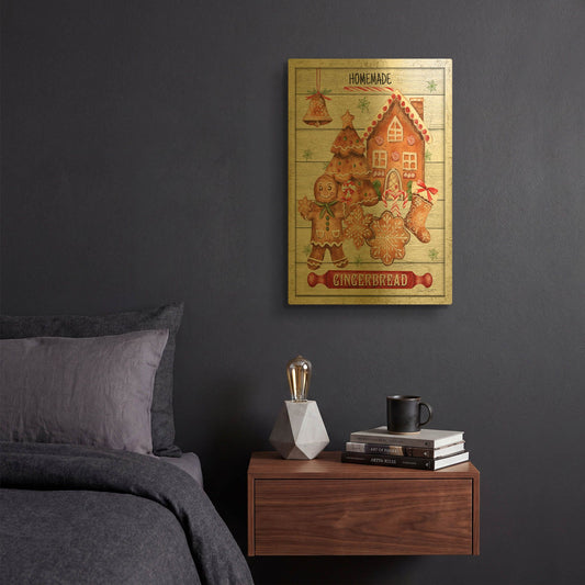 'Gingerbread Sign D1' By Jean Plout Gold Metal Wall Art