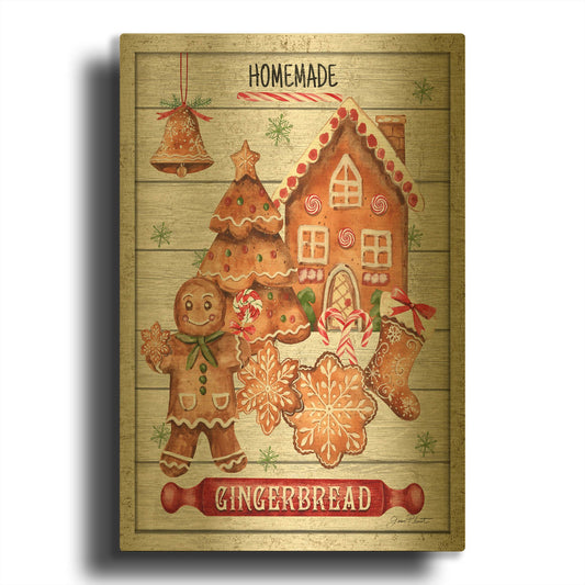'Gingerbread Sign D1' By Jean Plout Gold Metal Wall Art