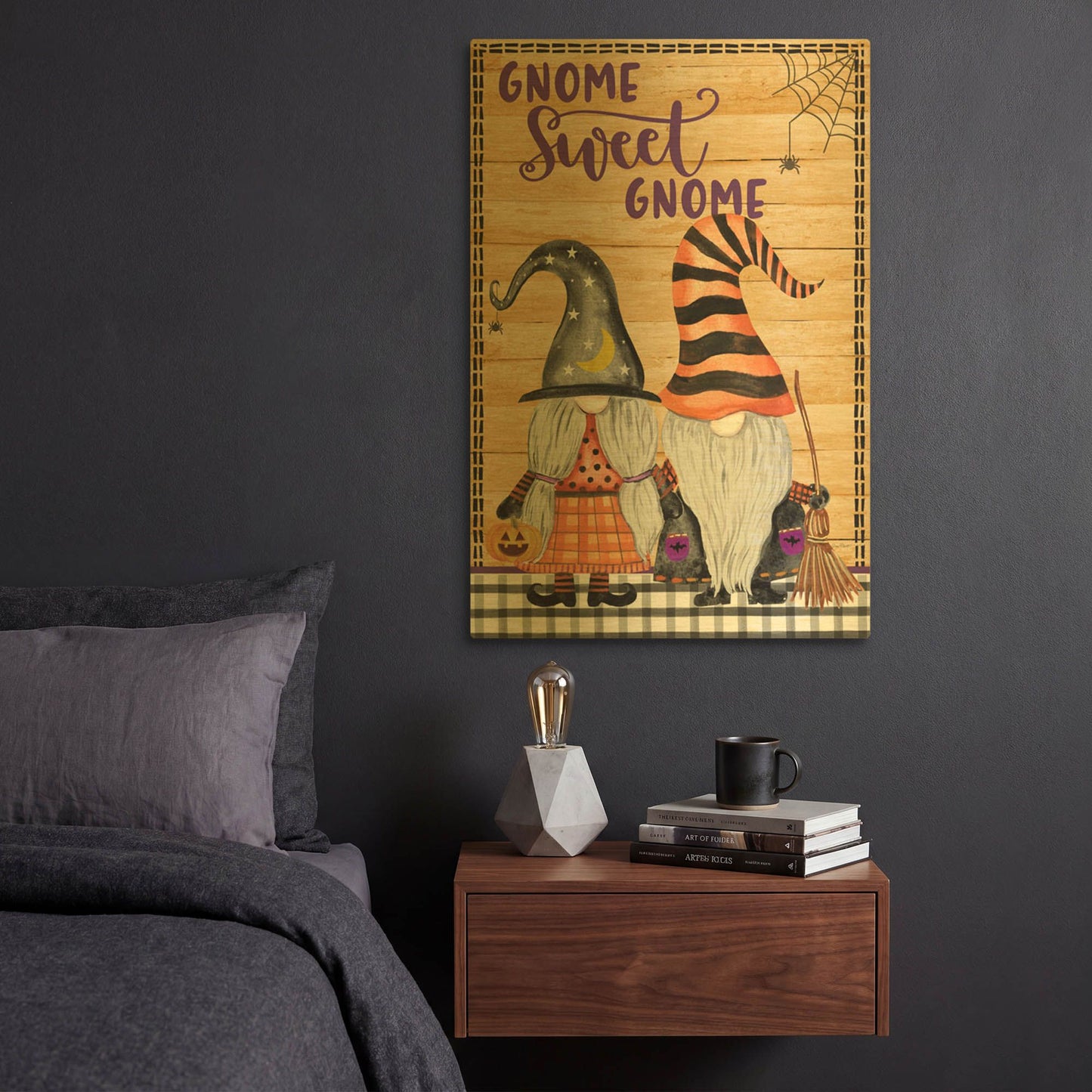 'Gnome Sweet Gnome' By Jean Plout Gold Metal Wall Art