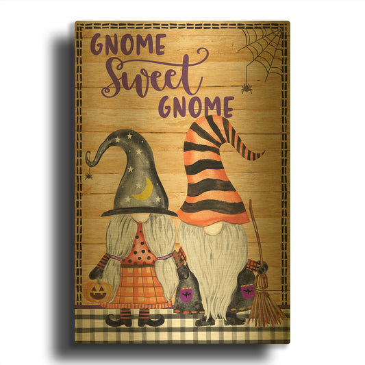 'Gnome Sweet Gnome' By Jean Plout Gold Metal Wall Art