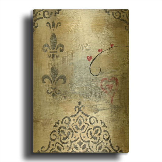 'Gold And Grey Sentiment A1' By Jean Plout Gold Metal Wall Art