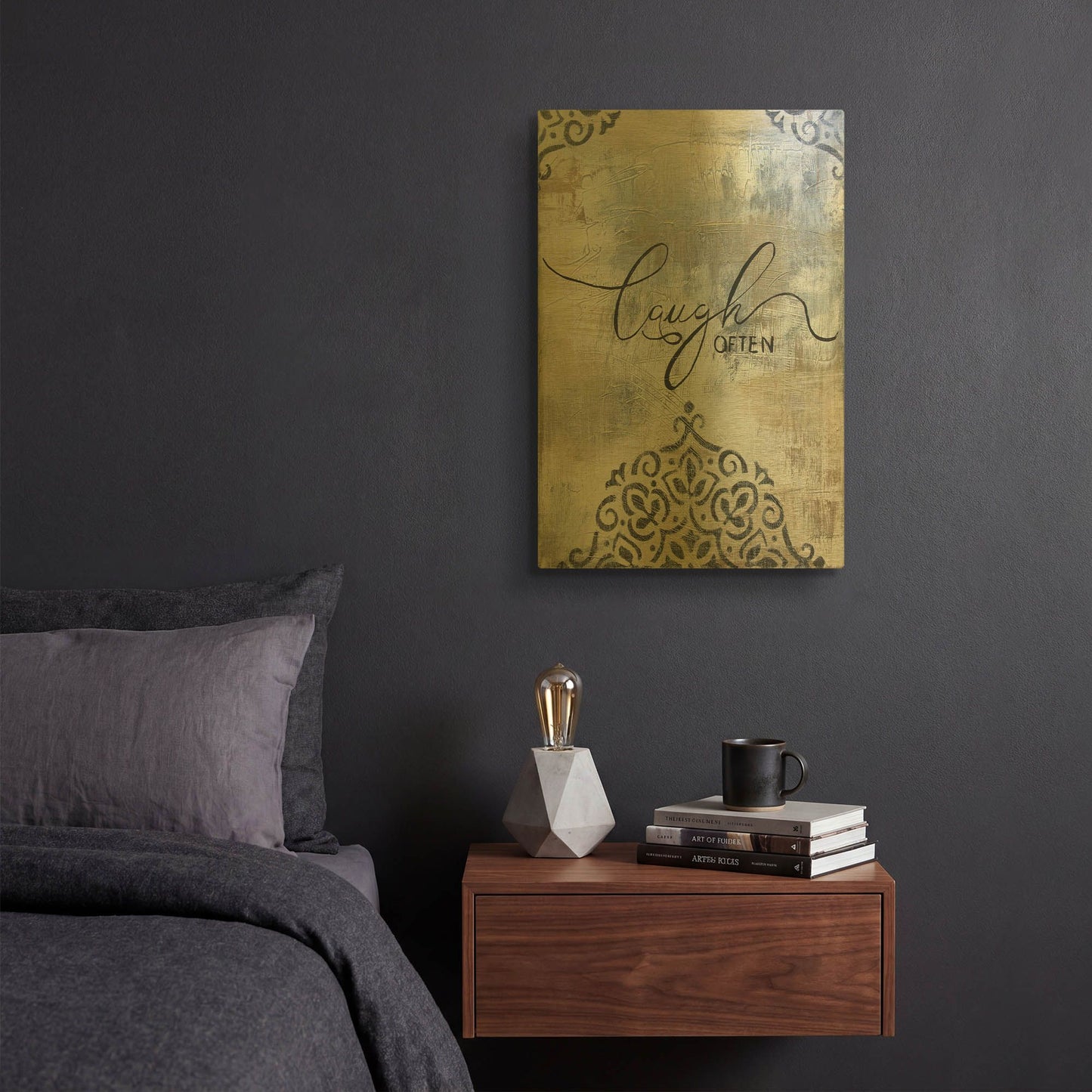 'Gold And Grey Sentiment A3' By Jean Plout Gold Metal Wall Art