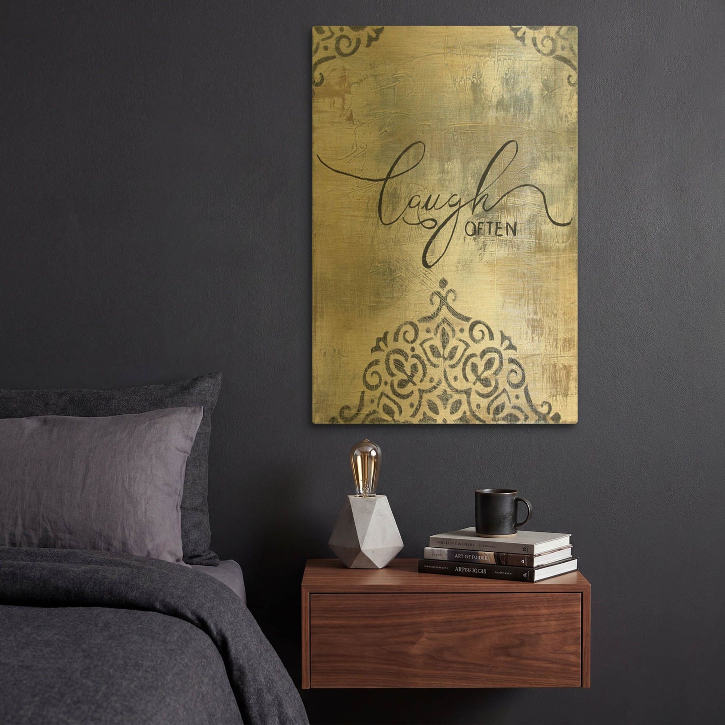 'Gold And Grey Sentiment A3' By Jean Plout Gold Metal Wall Art