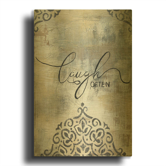 'Gold And Grey Sentiment A3' By Jean Plout Gold Metal Wall Art