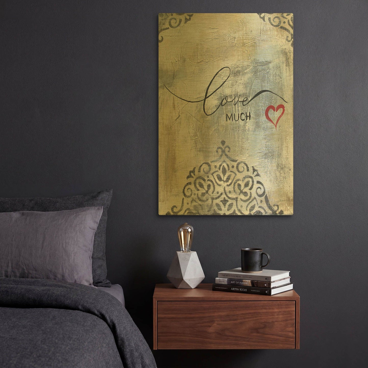 'Gold And Grey Sentiment A4' By Jean Plout Gold Metal Wall Art