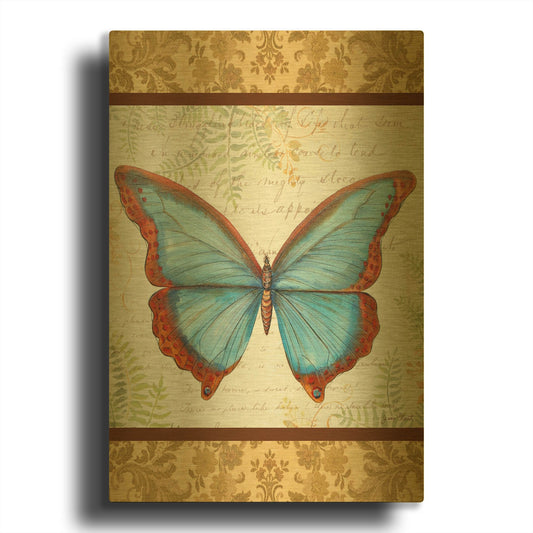 'Golden Tapestry Butterfly' By Jean Plout Gold Metal Wall Art
