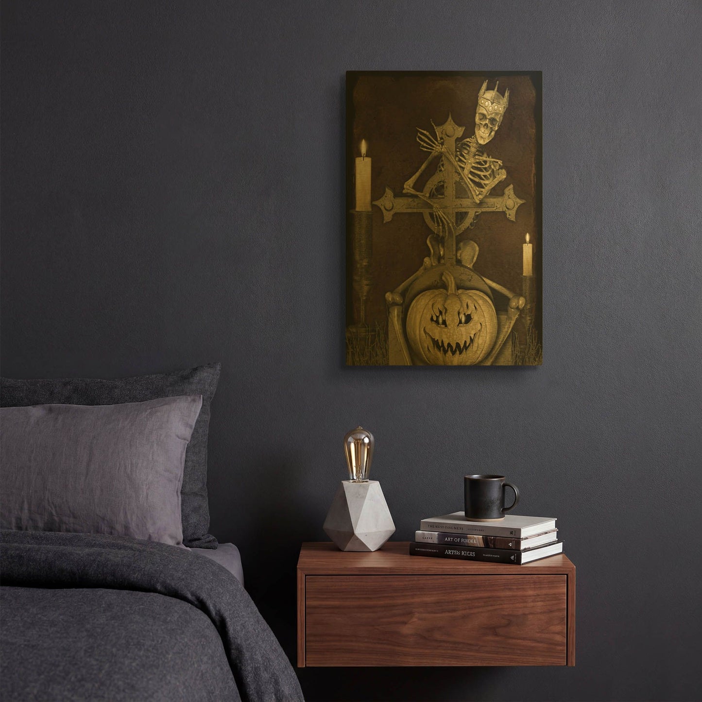 'Halloween Graveyard A' By Jean Plout Gold Metal Wall Art
