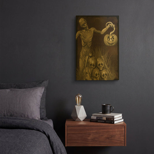 'Halloween Graveyard B' By Jean Plout Gold Metal Wall Art