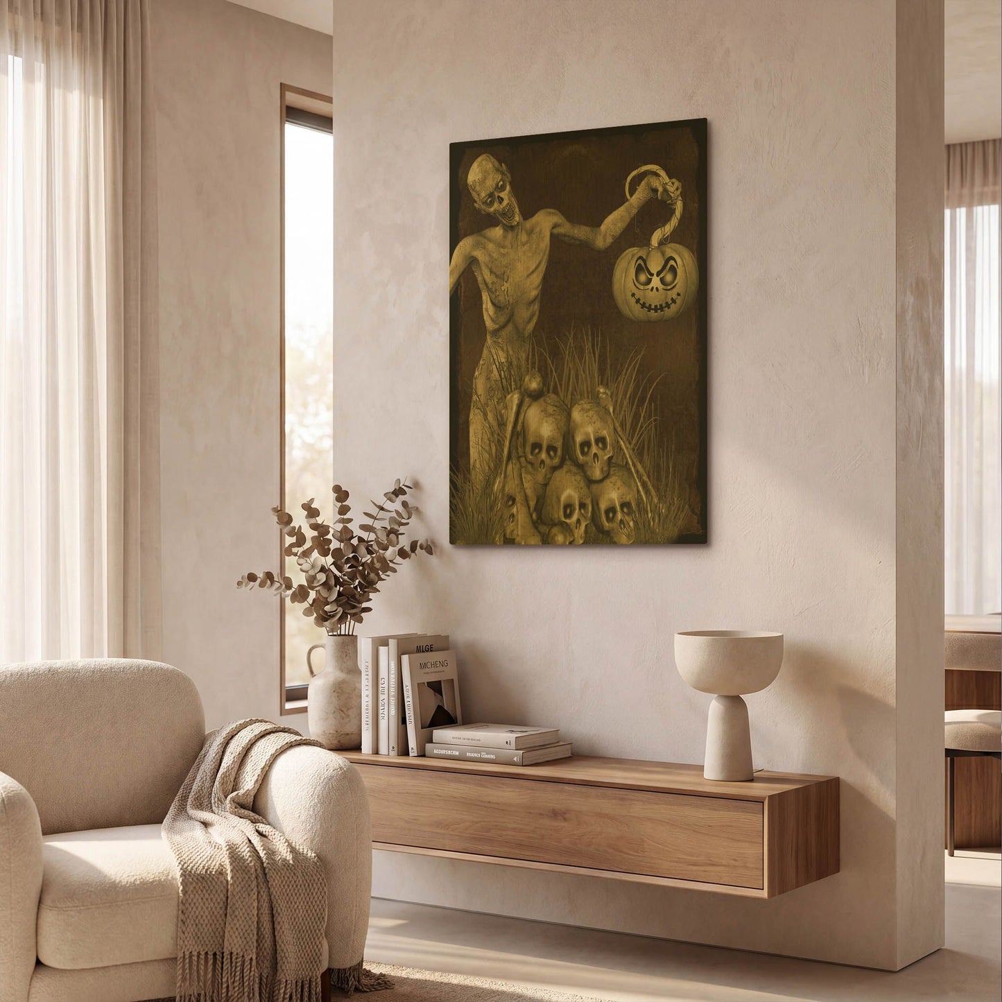 'Halloween Graveyard B' By Jean Plout Gold Metal Wall Art