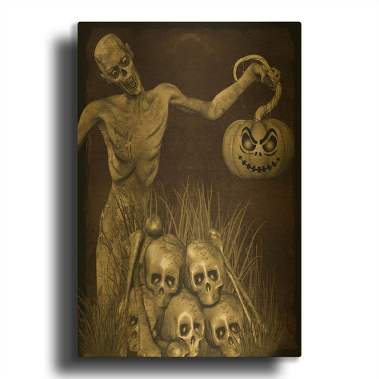 'Halloween Graveyard B' By Jean Plout Gold Metal Wall Art