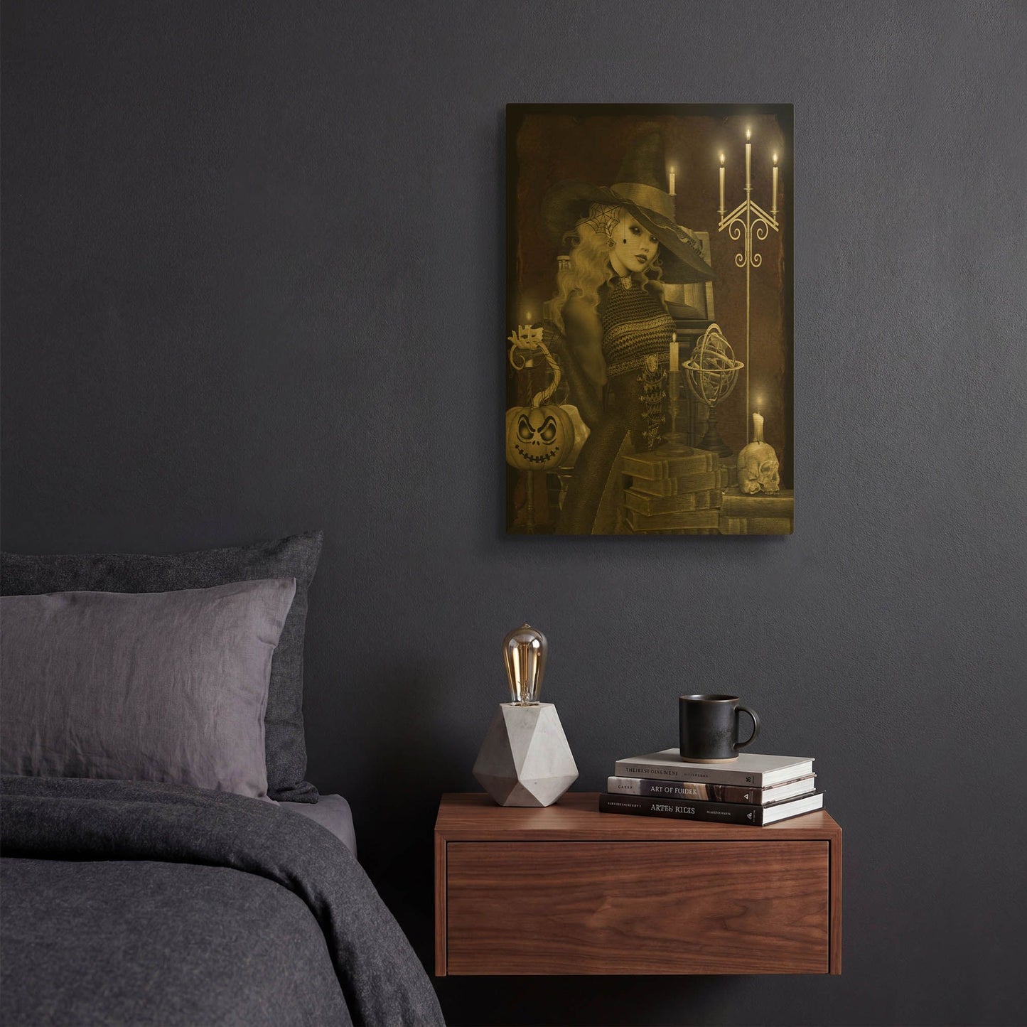 'Halloween Graveyard E' By Jean Plout Gold Metal Wall Art
