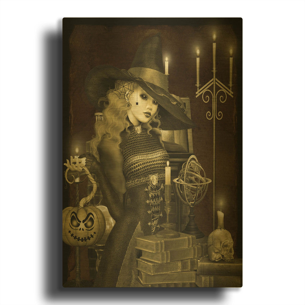 'Halloween Graveyard E' By Jean Plout Gold Metal Wall Art