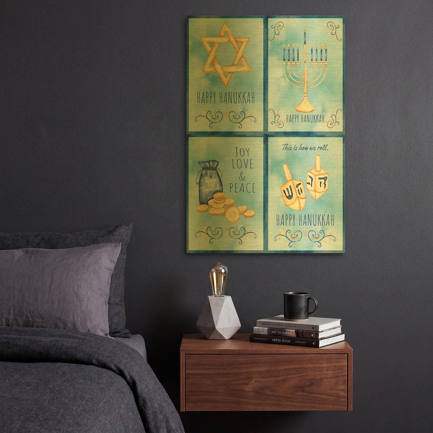 'Hanukkah Collage' By Jean Plout Gold Metal Wall Art