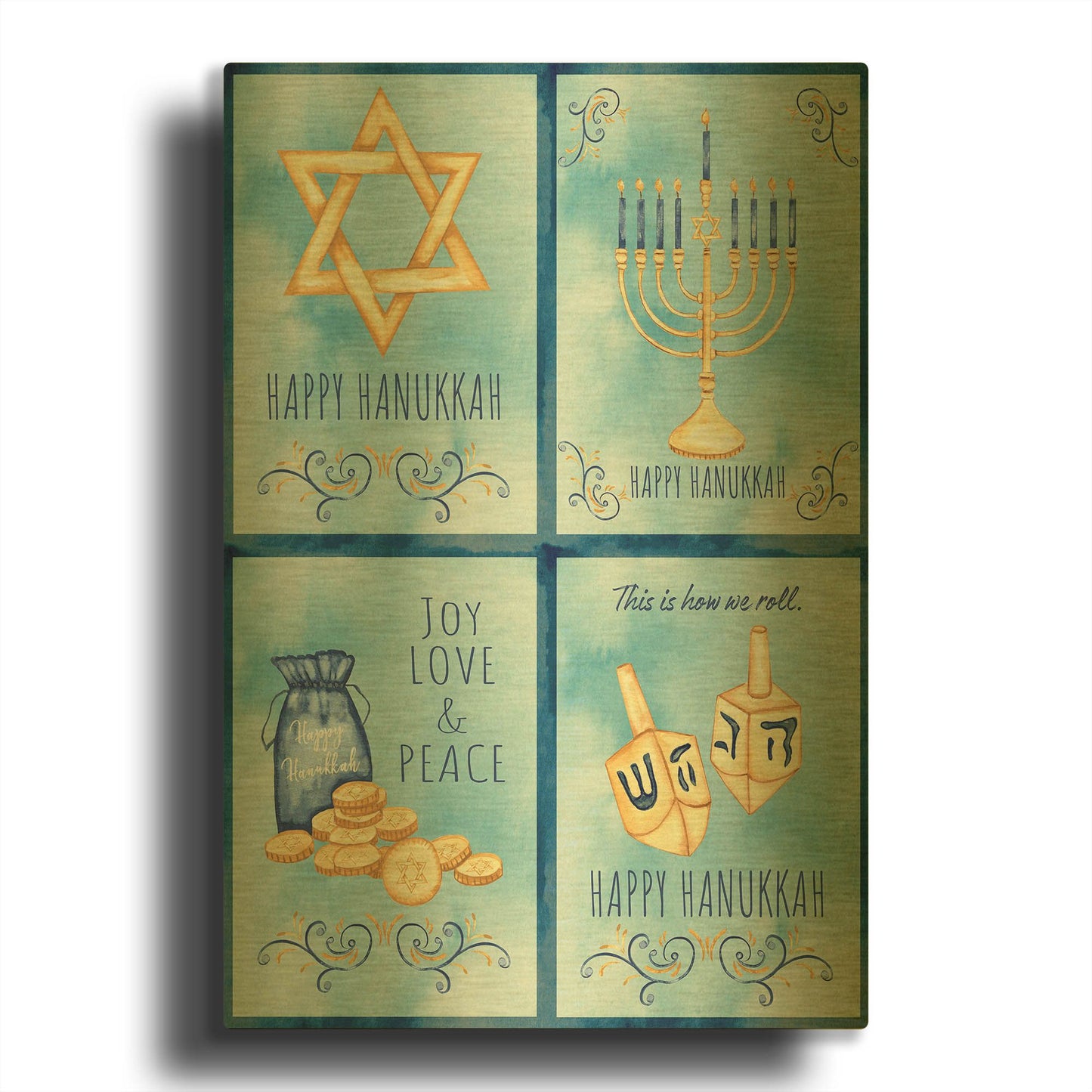 'Hanukkah Collage' By Jean Plout Gold Metal Wall Art