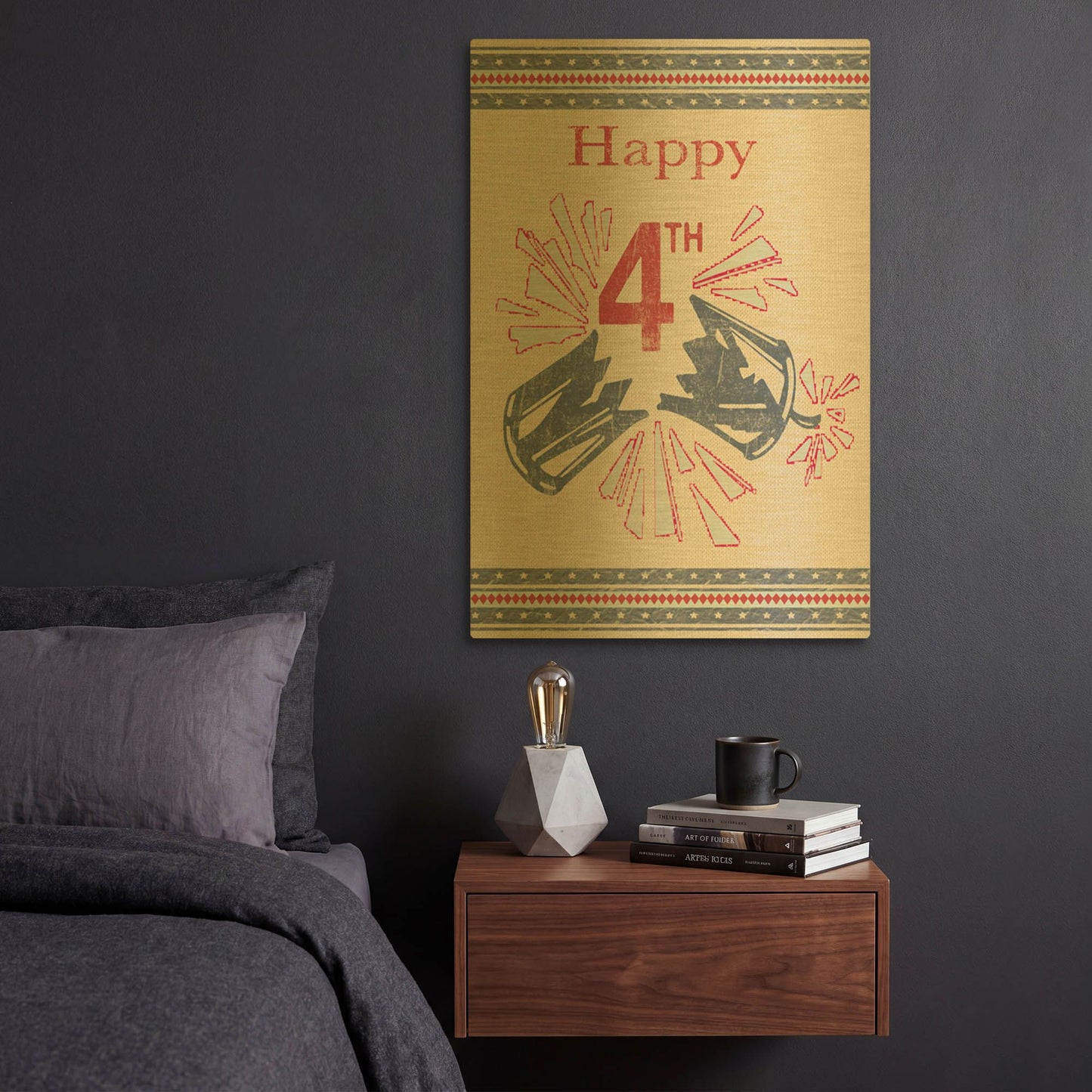 'Happy 4th America' By Jean Plout Gold Metal Wall Art