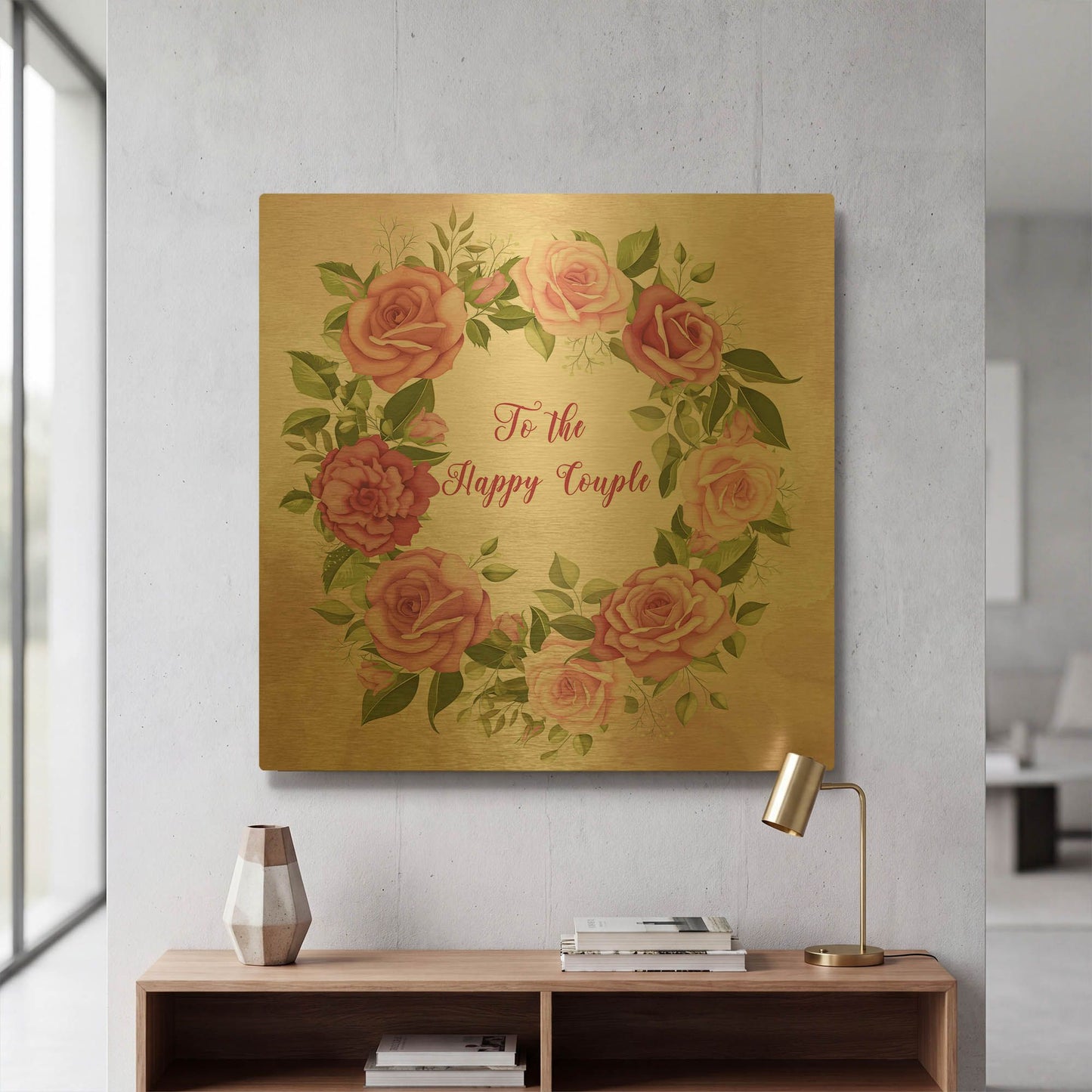 'Happy Couple' By Jean Plout Gold Metal Wall Art