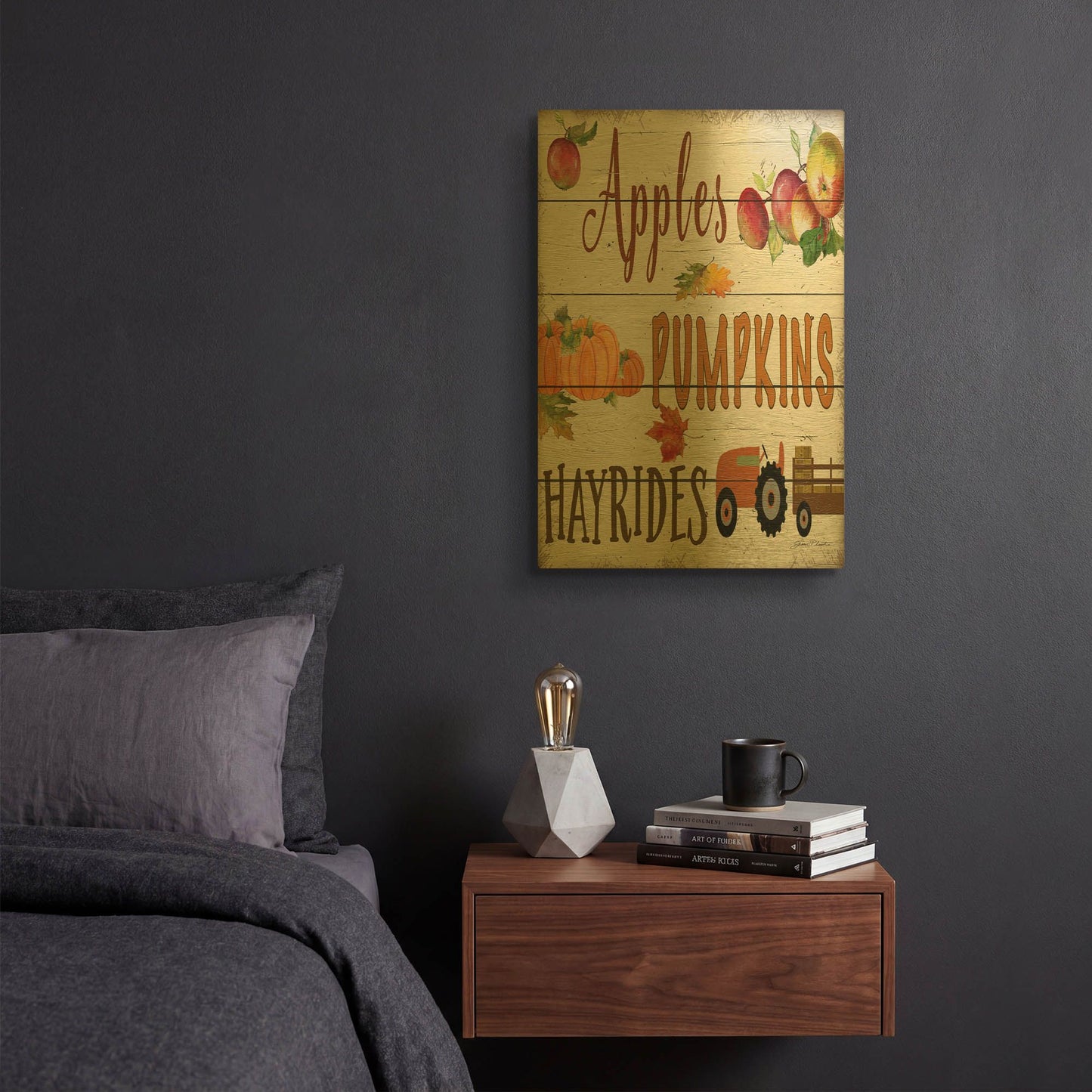 'Hayrides B' By Jean Plout Gold Metal Wall Art