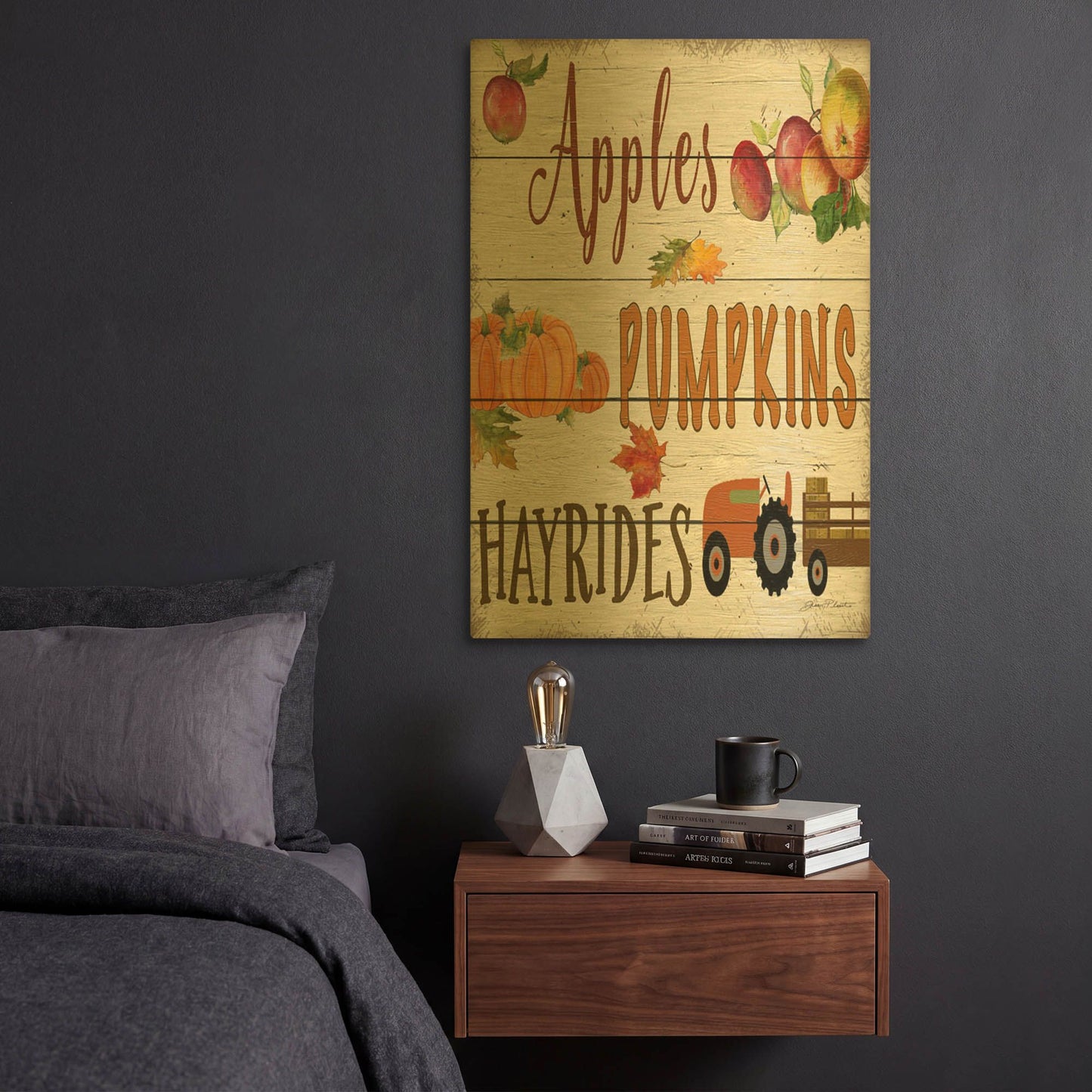 'Hayrides B' By Jean Plout Gold Metal Wall Art