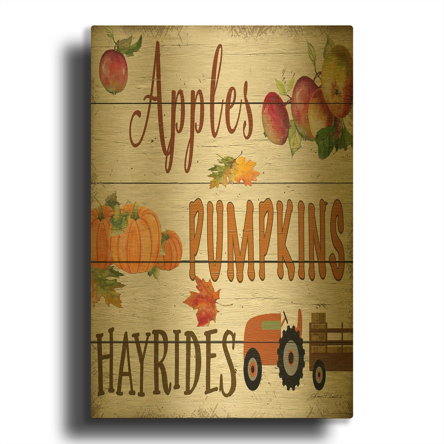 'Hayrides B' By Jean Plout Gold Metal Wall Art