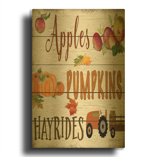 'Hayrides B' By Jean Plout Gold Metal Wall Art