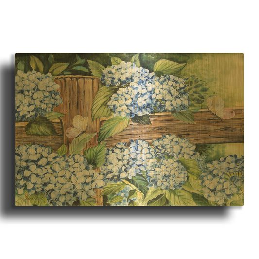 'Heavenly Blue Hydrangeas' By Jean Plout Gold Metal Wall Art