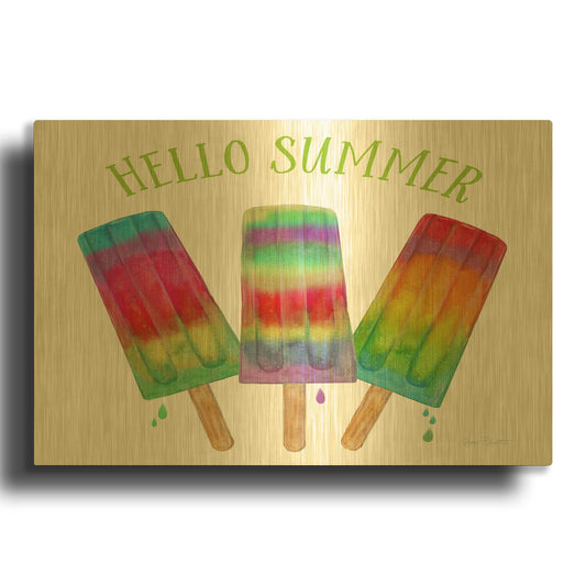 'Hello Summer 1' By Jean Plout Gold Metal Wall Art
