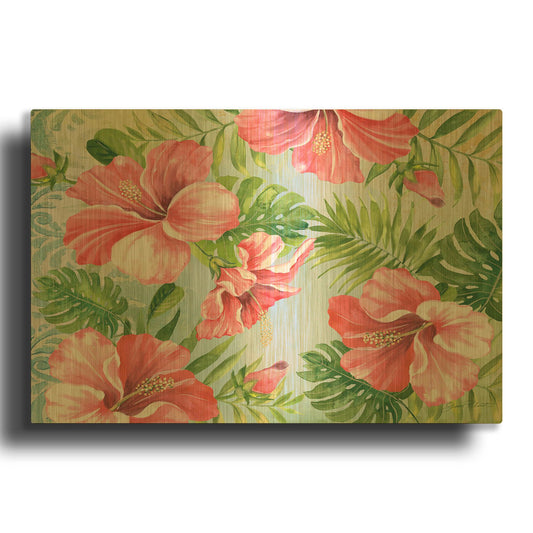 'Hibiscus Paradise A' By Jean Plout Gold Metal Wall Art