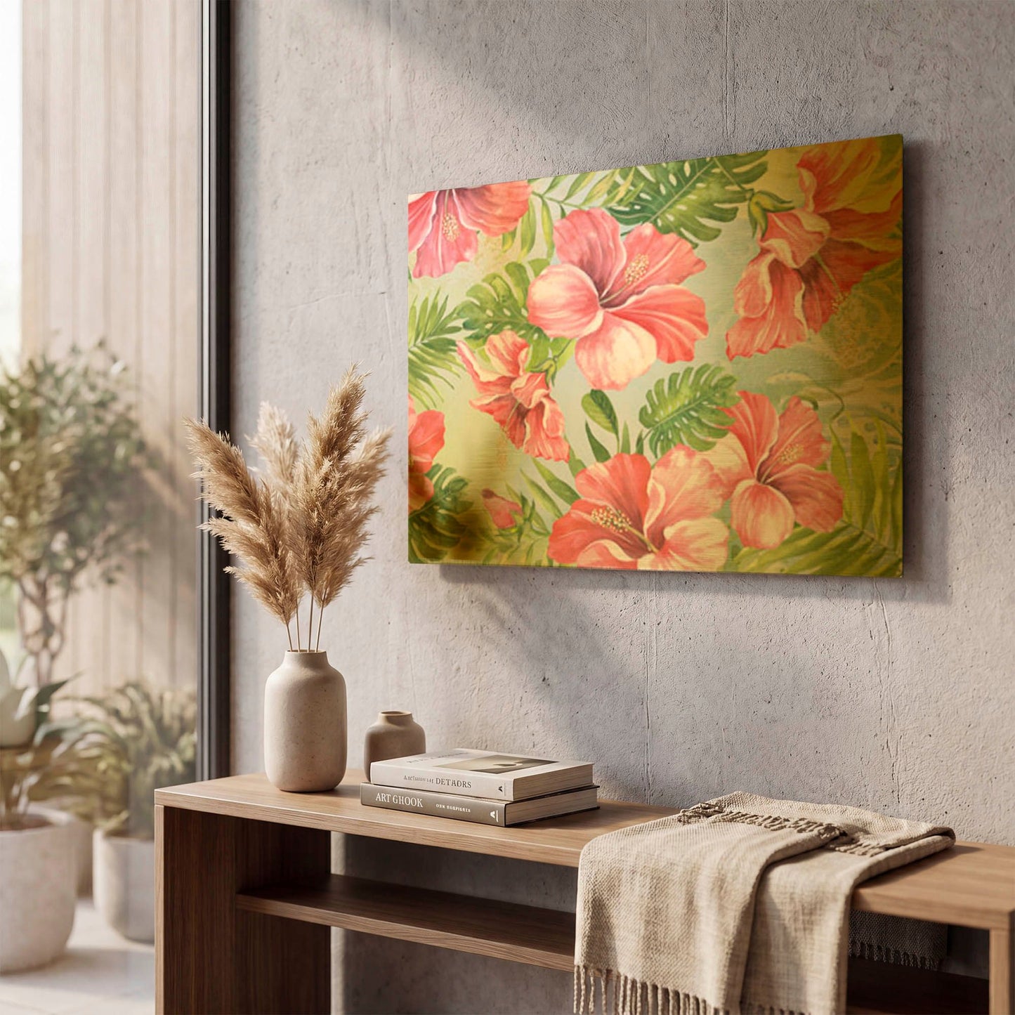 'Hibiscus Paradise B' By Jean Plout Gold Metal Wall Art