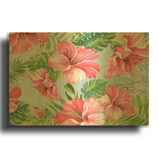 'Hibiscus Paradise B' By Jean Plout Gold Metal Wall Art