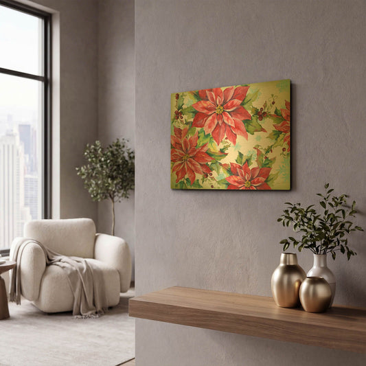 'Holiday Celebration A' By Jean Plout Gold Metal Wall Art