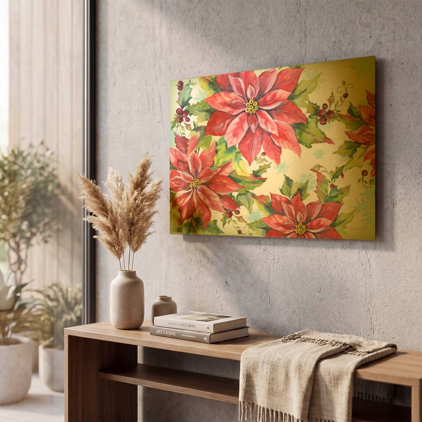 'Holiday Celebration A' By Jean Plout Gold Metal Wall Art