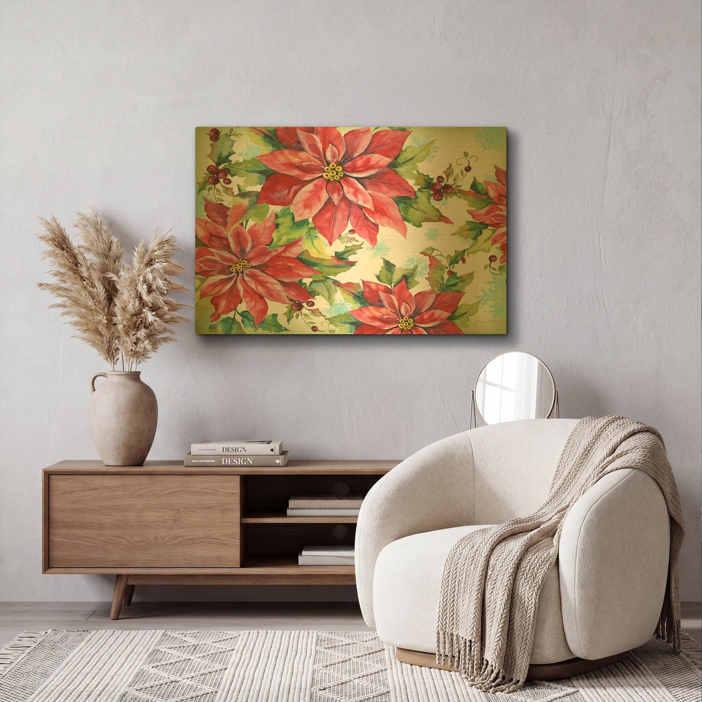 'Holiday Celebration A' By Jean Plout Gold Metal Wall Art