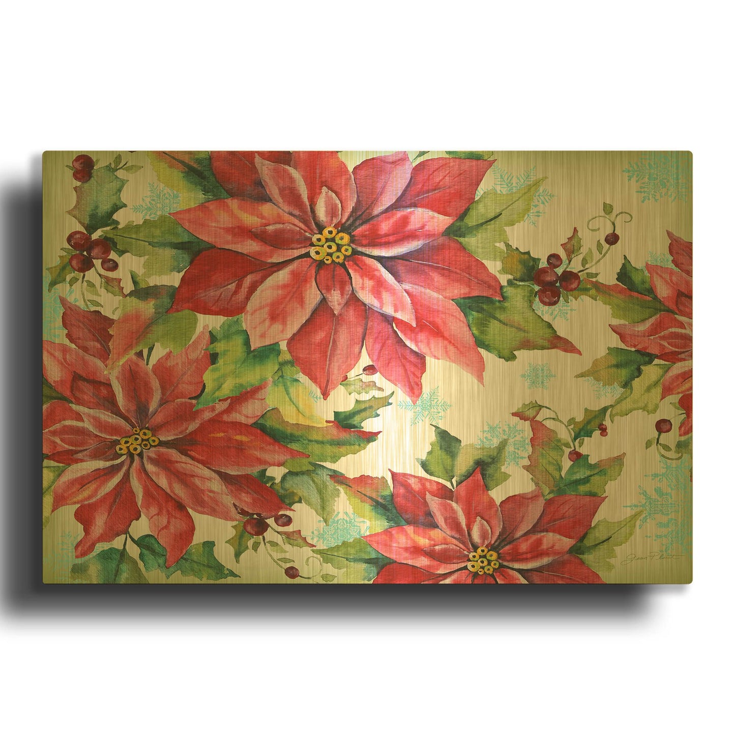 'Holiday Celebration A' By Jean Plout Gold Metal Wall Art