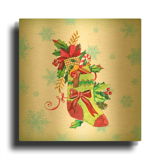 'Holiday Celebration B' By Jean Plout Gold Metal Wall Art