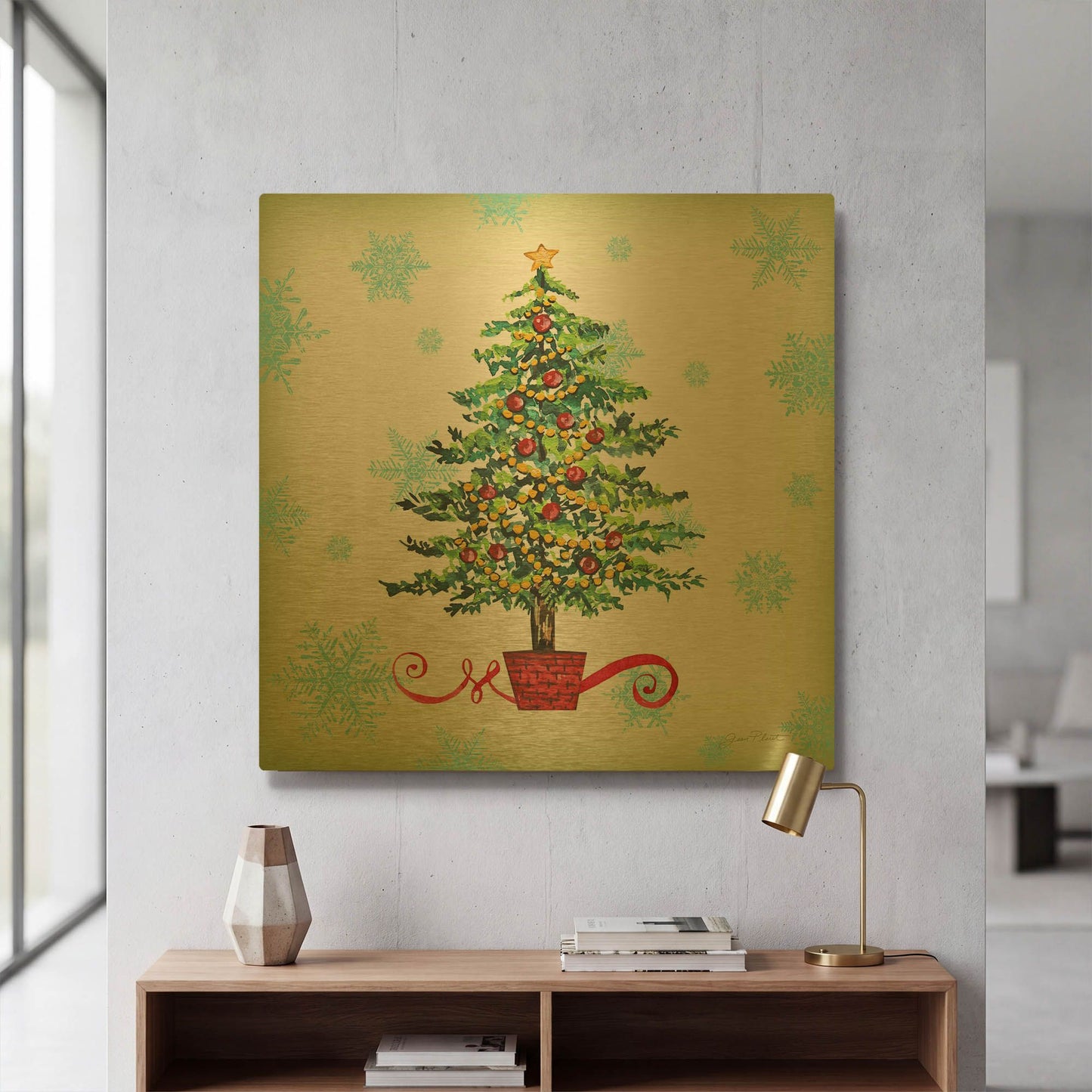 'Holiday Celebration C' By Jean Plout Gold Metal Wall Art