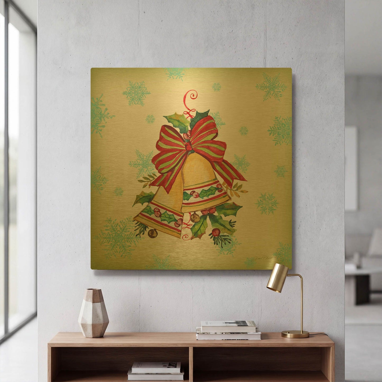 'Holiday Celebration D' By Jean Plout Gold Metal Wall Art